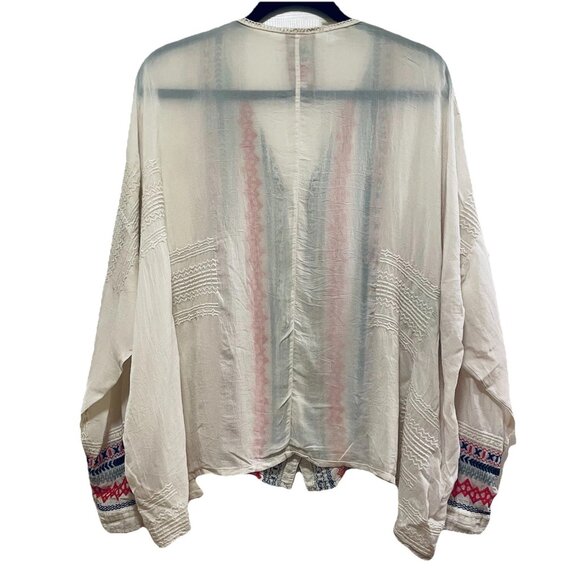 JOHNNY WAS Cream/Off White Embroidered Melvin Button Down Blouse Sz M - Picture 11 of 11